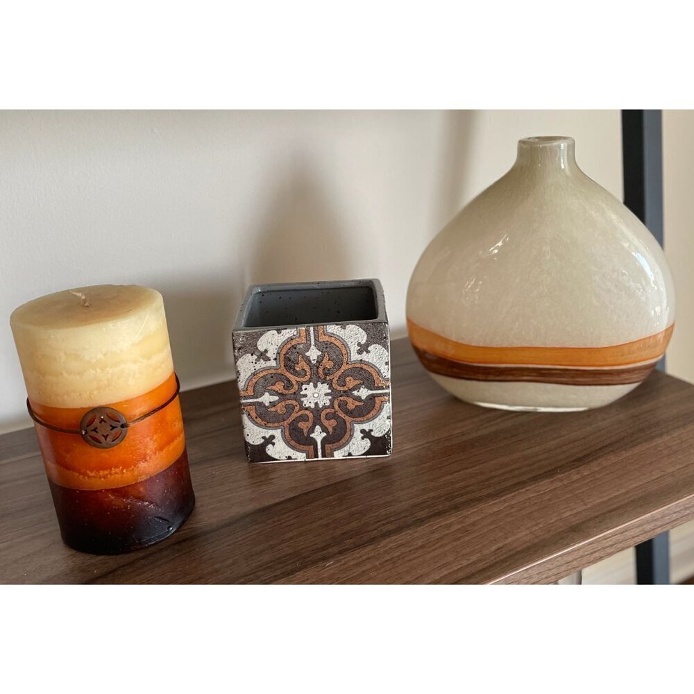 Pier One Retro 70's Blown Glass Vase Y2K Style - CANDLE & BOX NOT INCLUDED - Picture 3 of 12